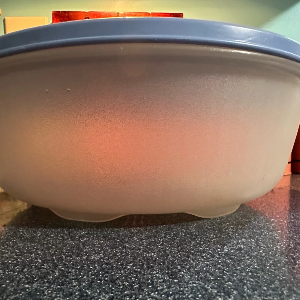 Desirable Wedgewood Blue Lidded Vintage Tupperware Clear Colander Strainer